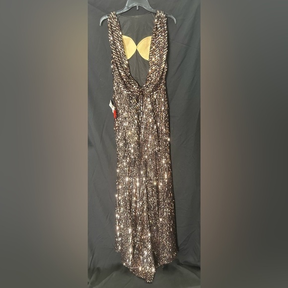 IEENA FOR MAC DUGGAL NWT 26331 Cowl Back Boat Neck Sequined Evening Gown - Picture 6 of 10